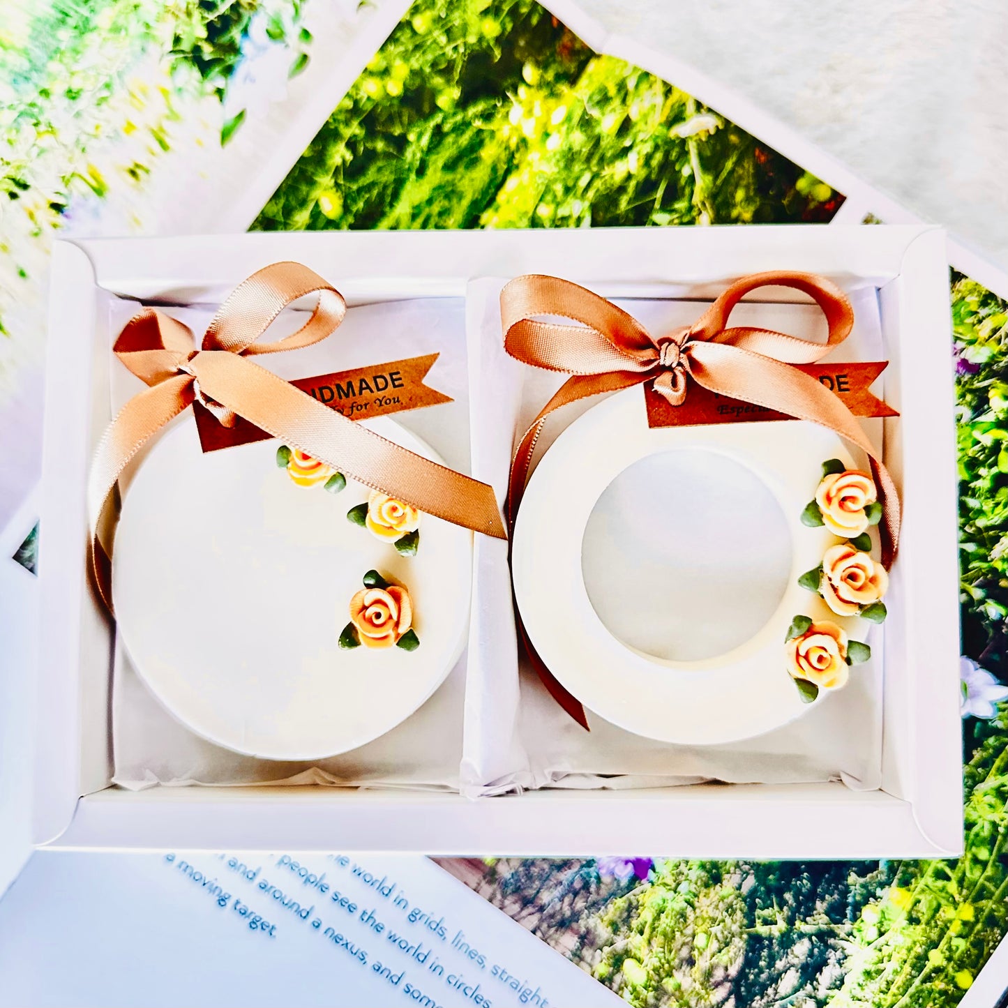 Rose Duo Scented Wax Sachets — Round & Ring | Champagne Ribbon