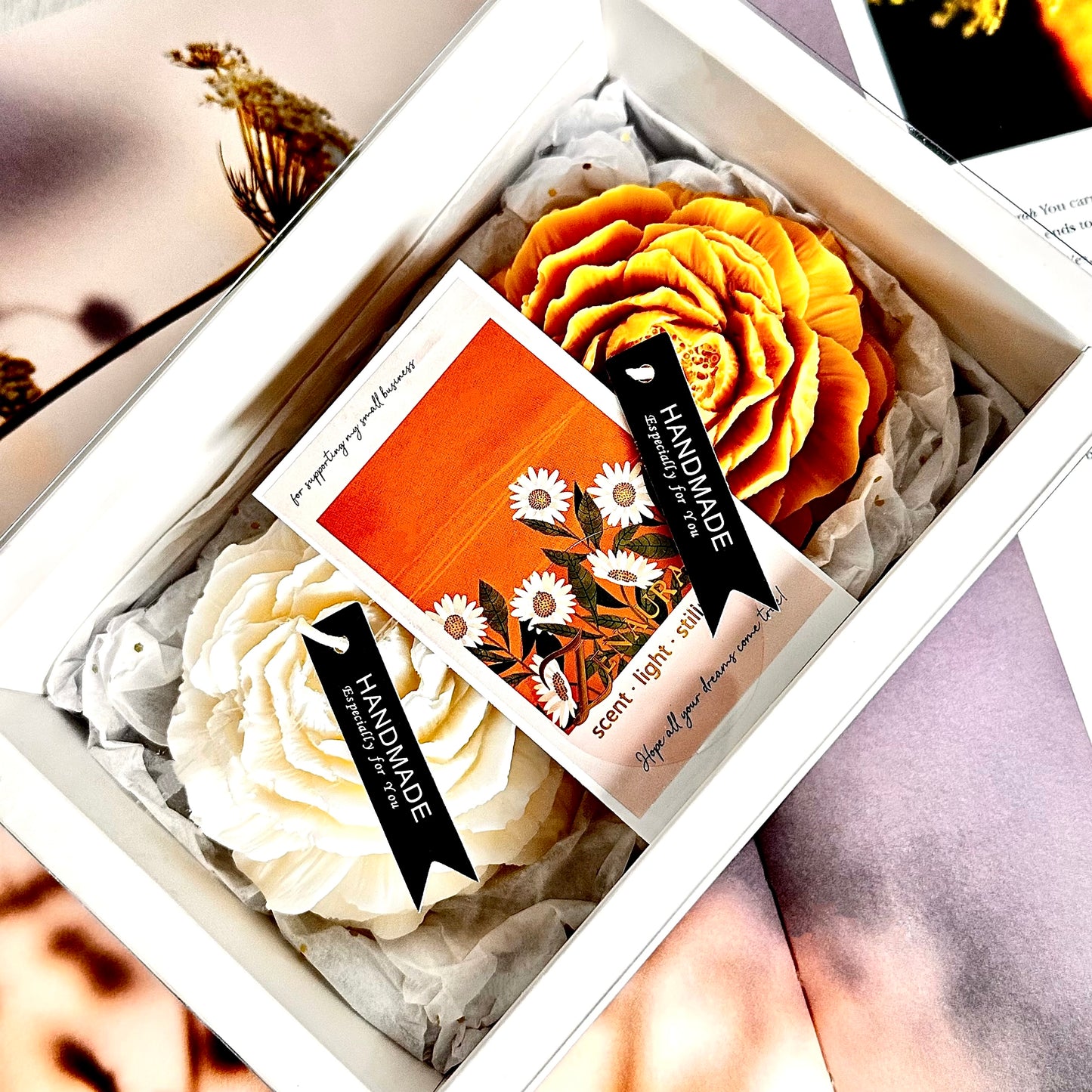 Petal Harmony — Duo-flower Gift Set · Amber Dusk