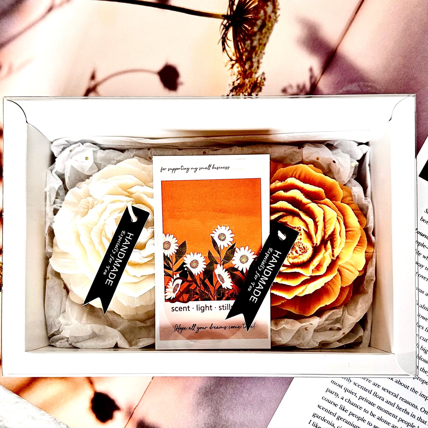 Petal Harmony — Duo-flower Gift Set · Amber Dusk