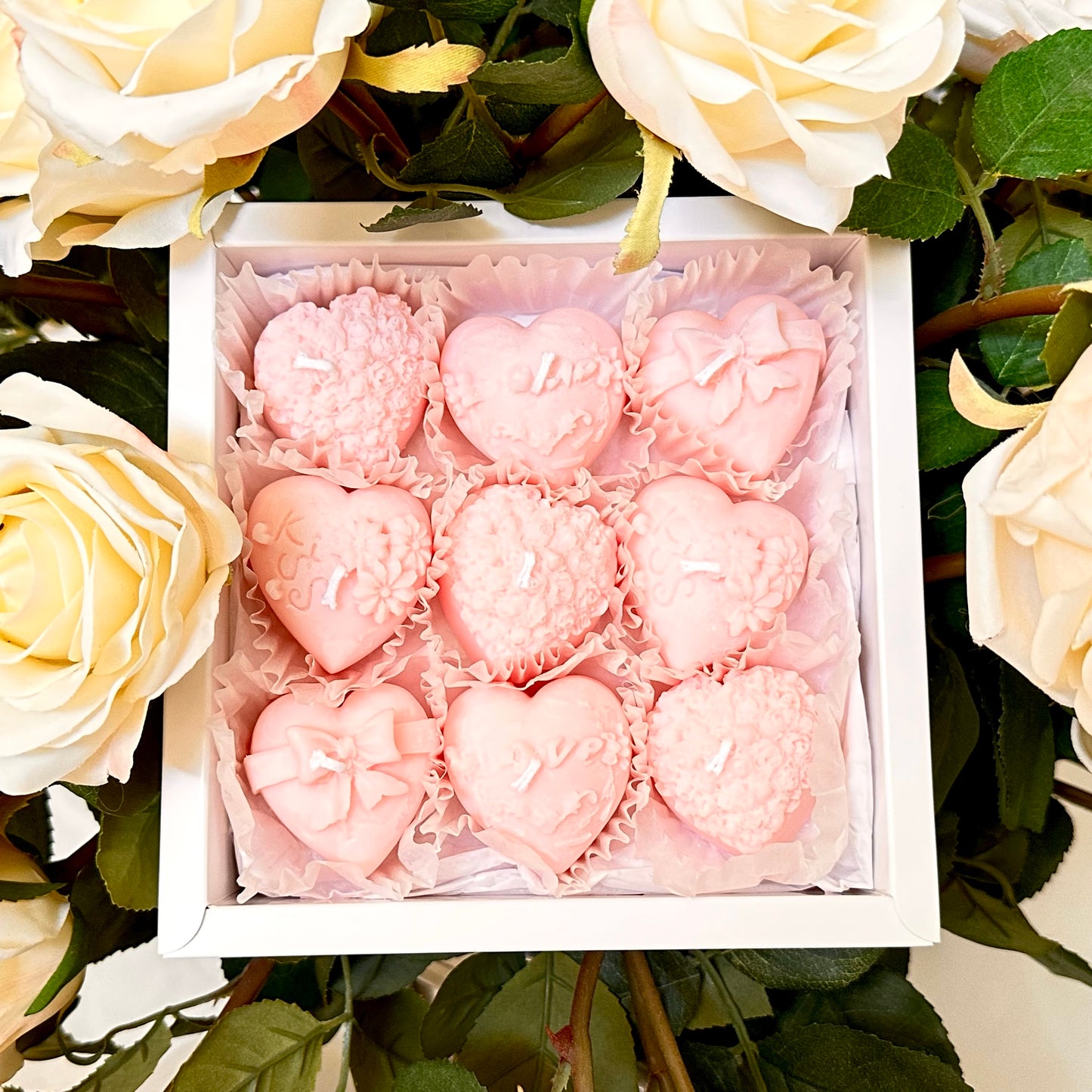 Wick & Melt 9-Heart Gift Box — Blush Mono (Pure Pink)