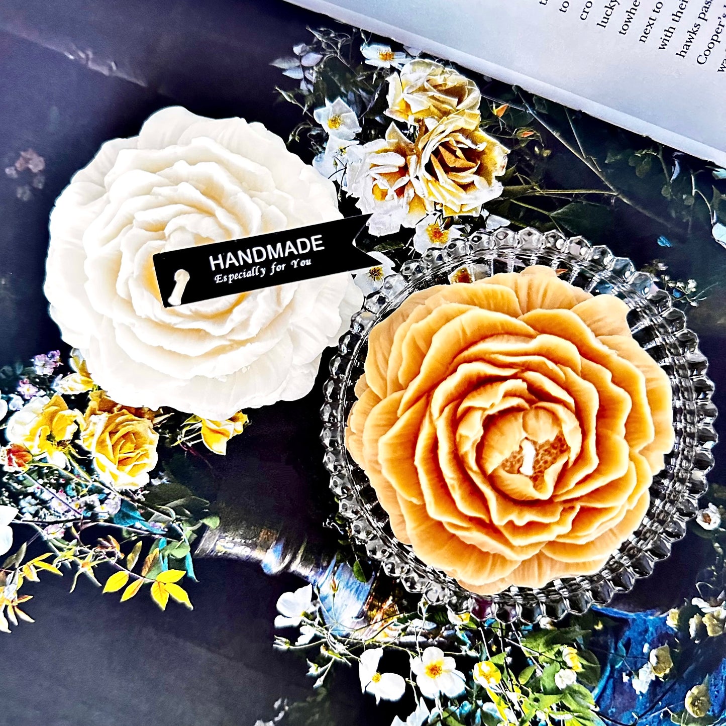 Flower Wax Art - Duo - White Veil & Amber Dusk
