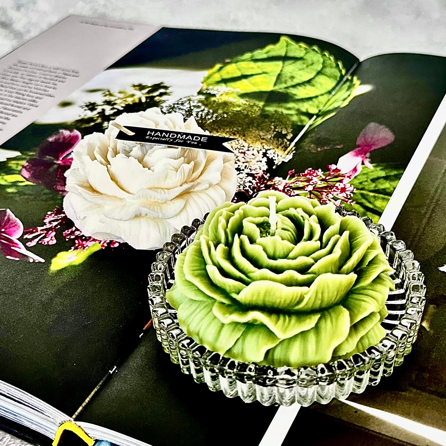 Flower Wax Art - Due - White Veil & Garden Sage