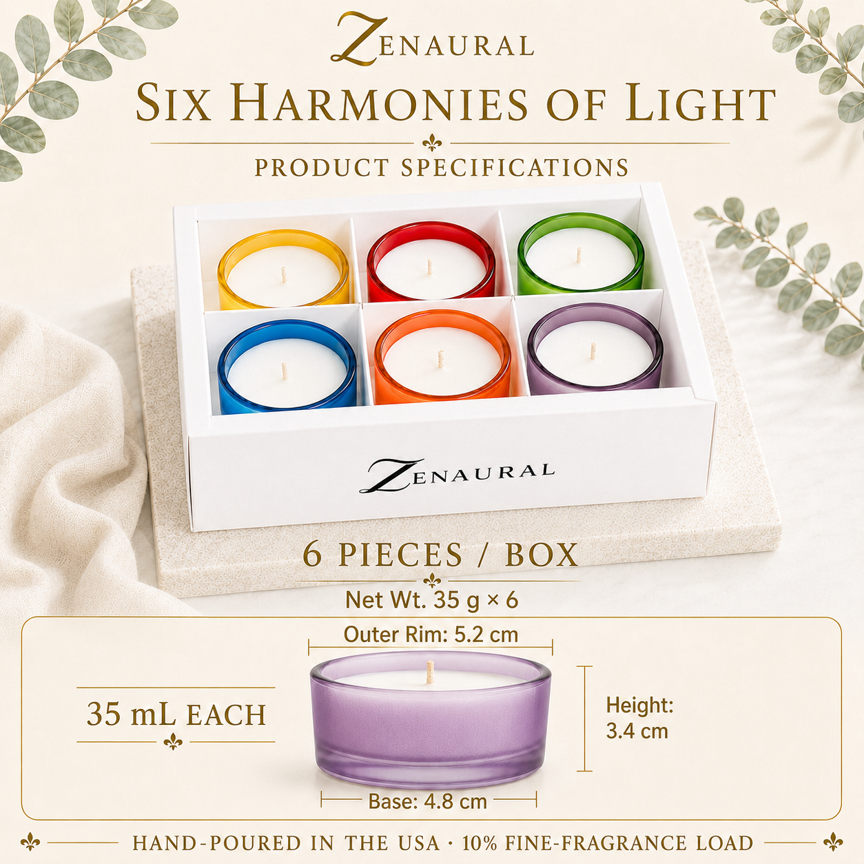 Color Glass Tealight Cups — Six Harmonies of Light
