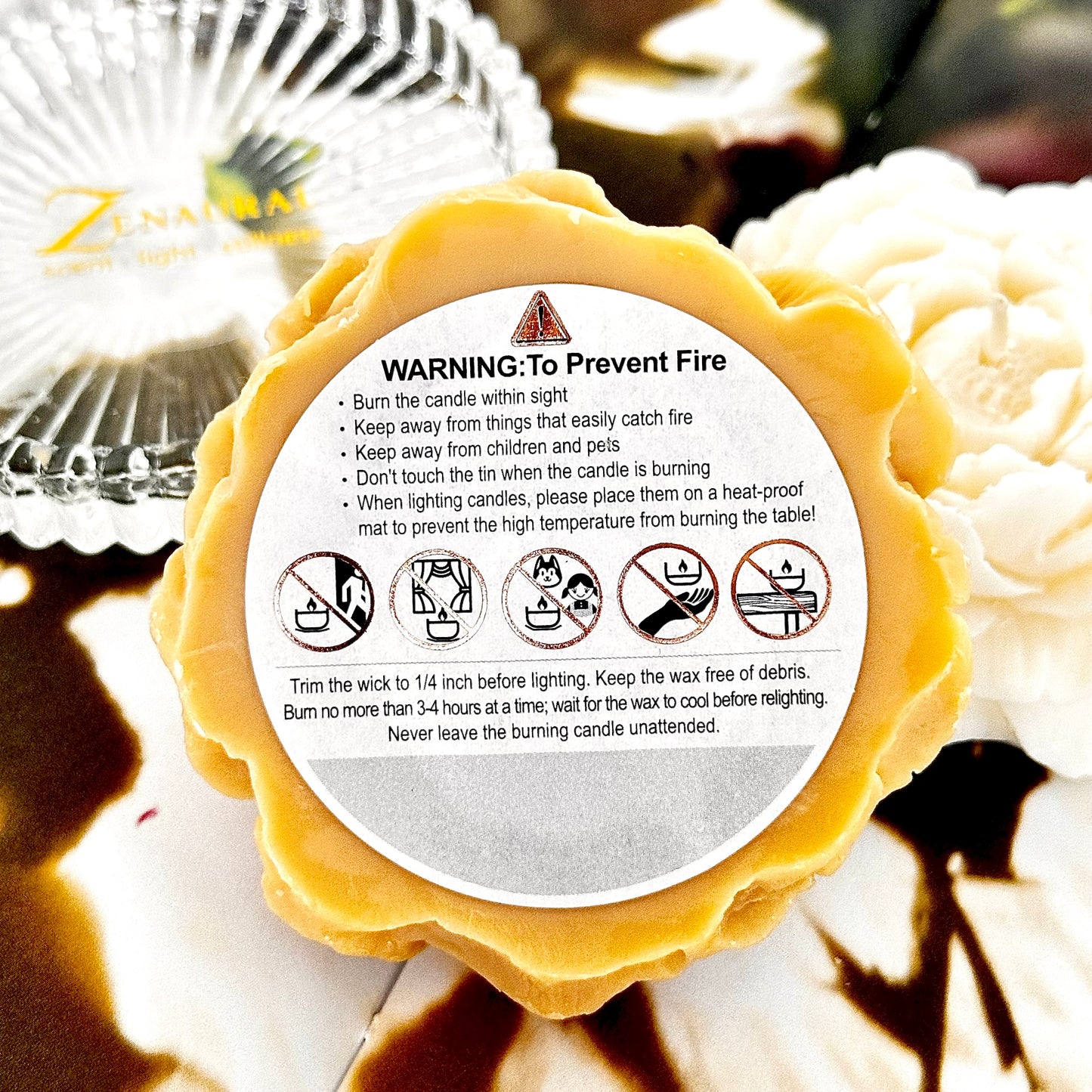 Flower Wax Art - Single - Amber Dusk + Clear Glass Tray
