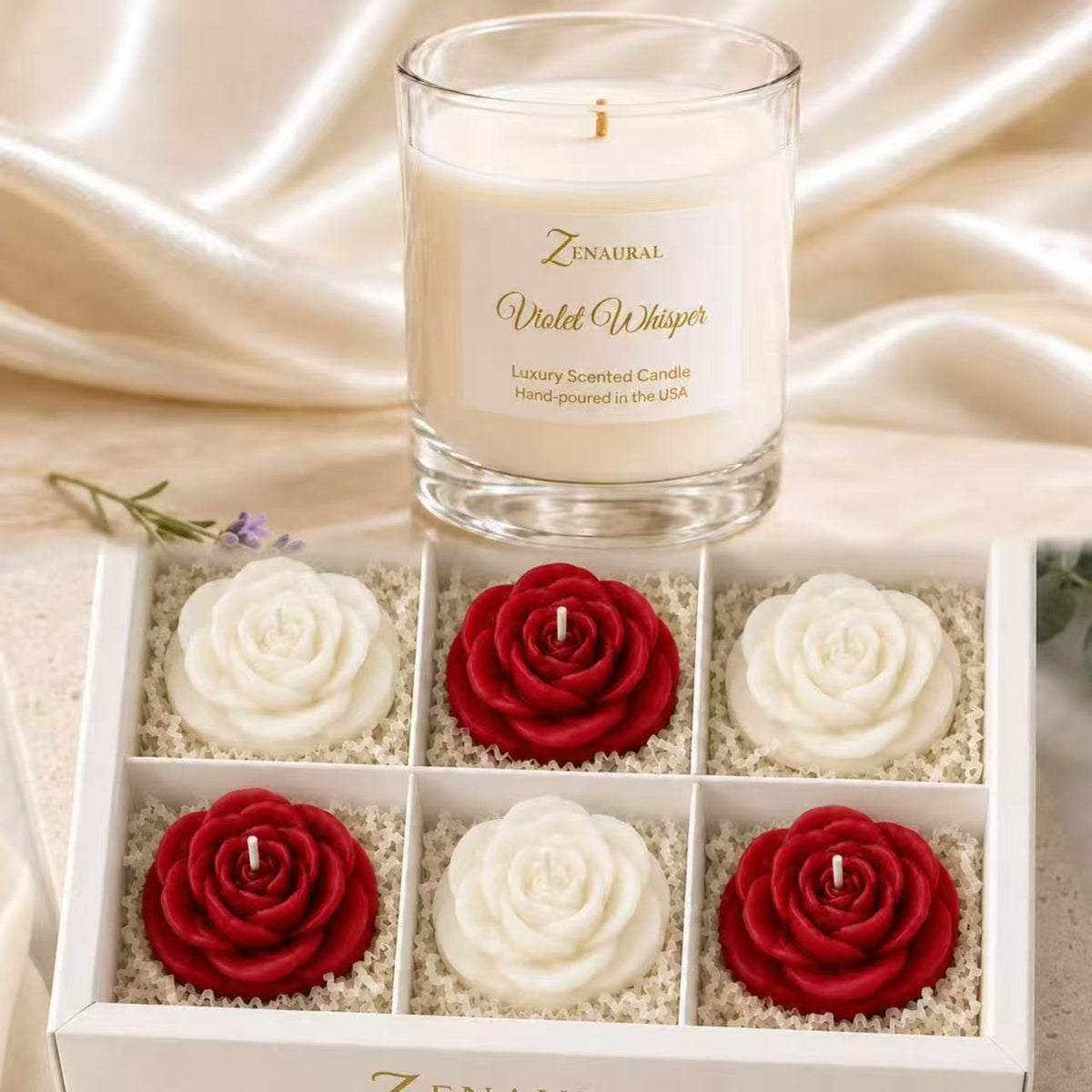 Rose Gift Set — Classic Six · Ivory & Crimson and Veloria - Violet Whisper