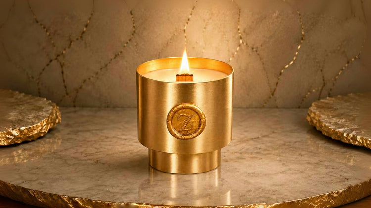 Brushed Gold reusable metal cup candle