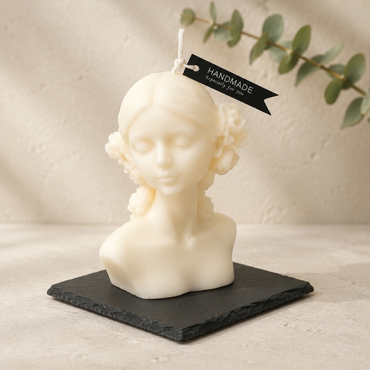 Sculpted Serenity — Magnolia Muse on 4" Black Slate Base