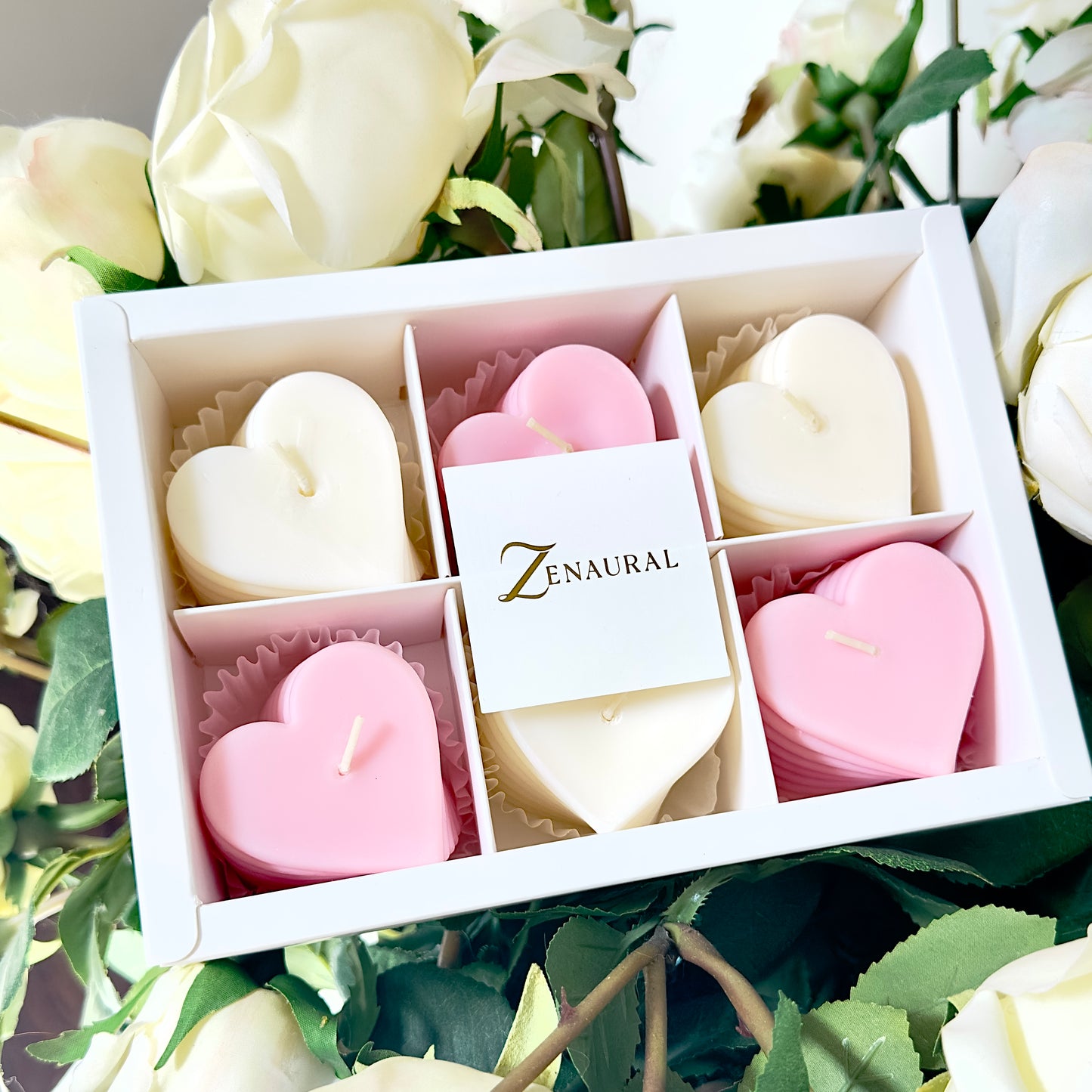Six-Hearts in Quiet Bloom — White &amp; Pink (Copy)