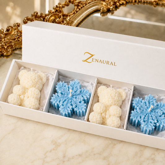 Sculpted Keepsake — Ivory Bears & Blue Snowflakes Gift Set