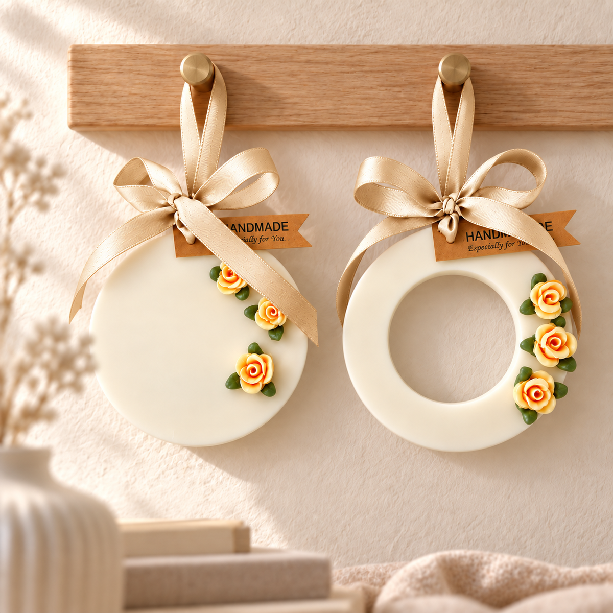 Rose Wax Sachets — Round & Ring Duo — Dewy Rose