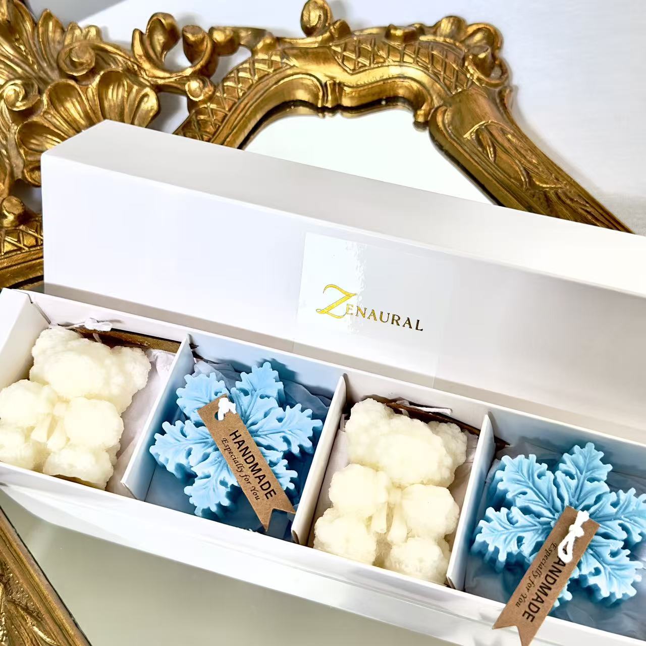 Holiday Candle — Polar Bear & Blue Snowflakes