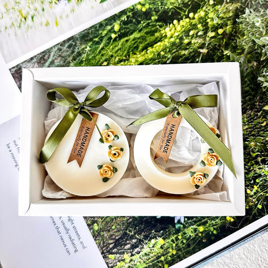 Rose Duo Scented Wax Sachets — Round & Ring | Champagne Ribbon