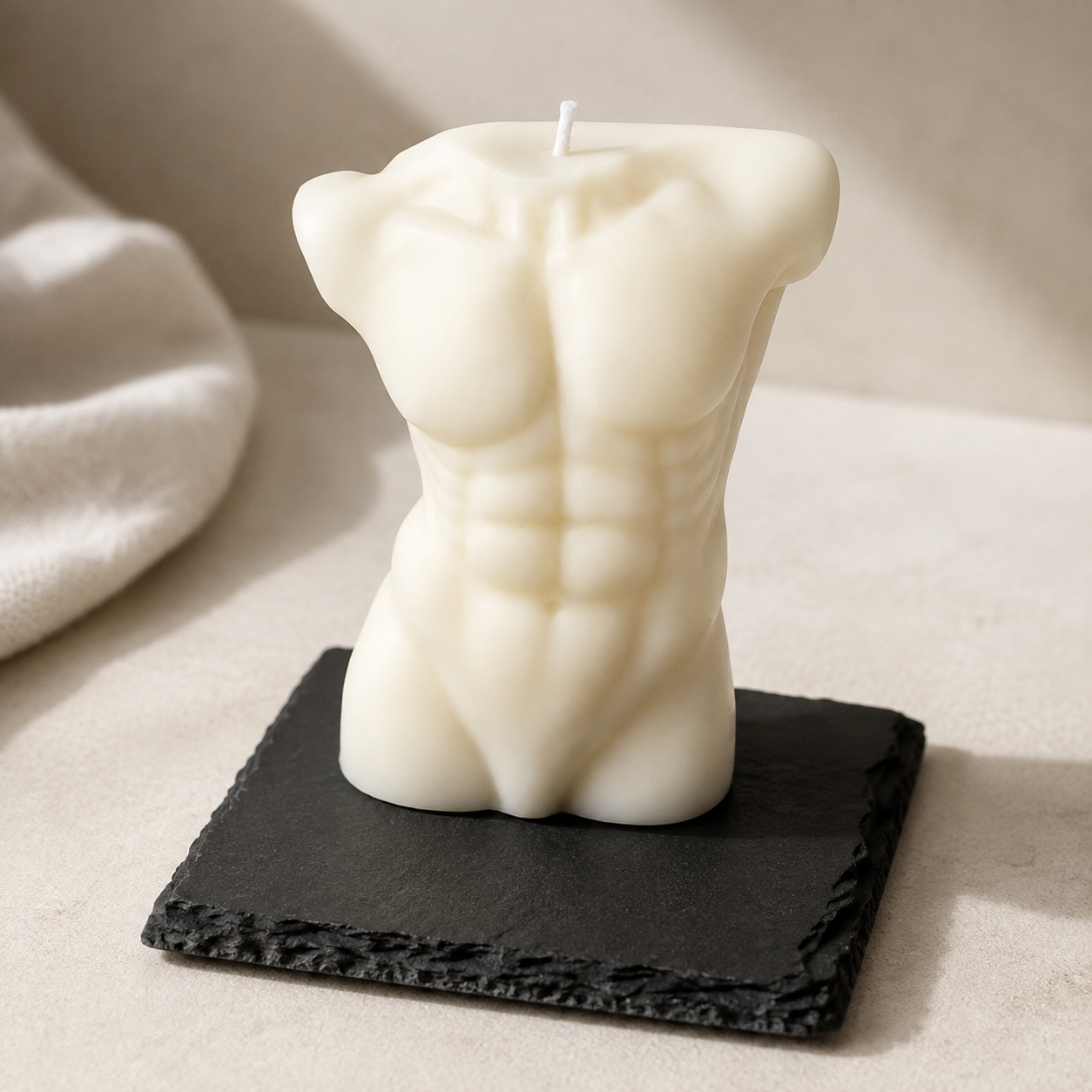 Sculpted Serenity — Quiet Strength on 4" Black Slate Base
