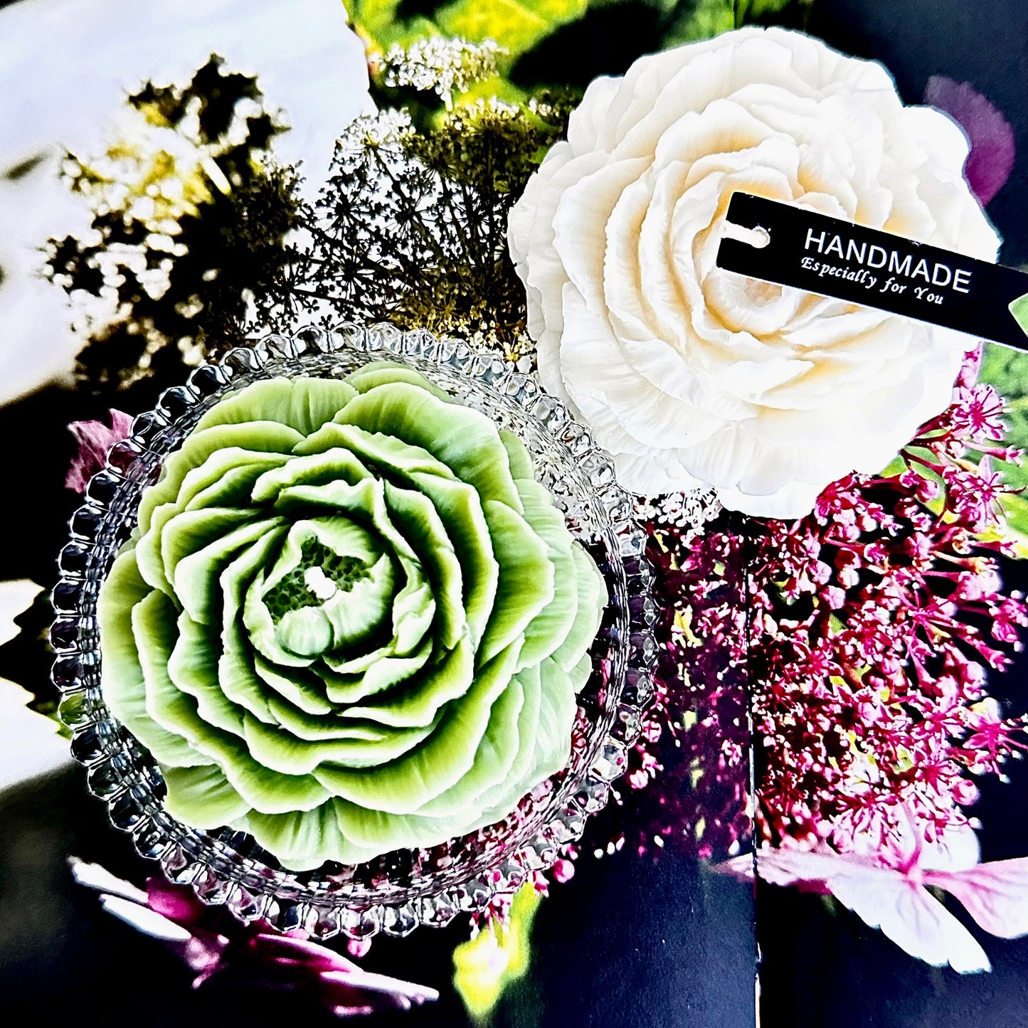 Flower Wax Art - Due - White Veil & Garden Sage