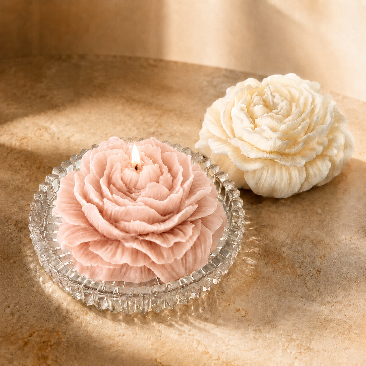 Flower Wax Art Duo — White Veil & Blush Bloom