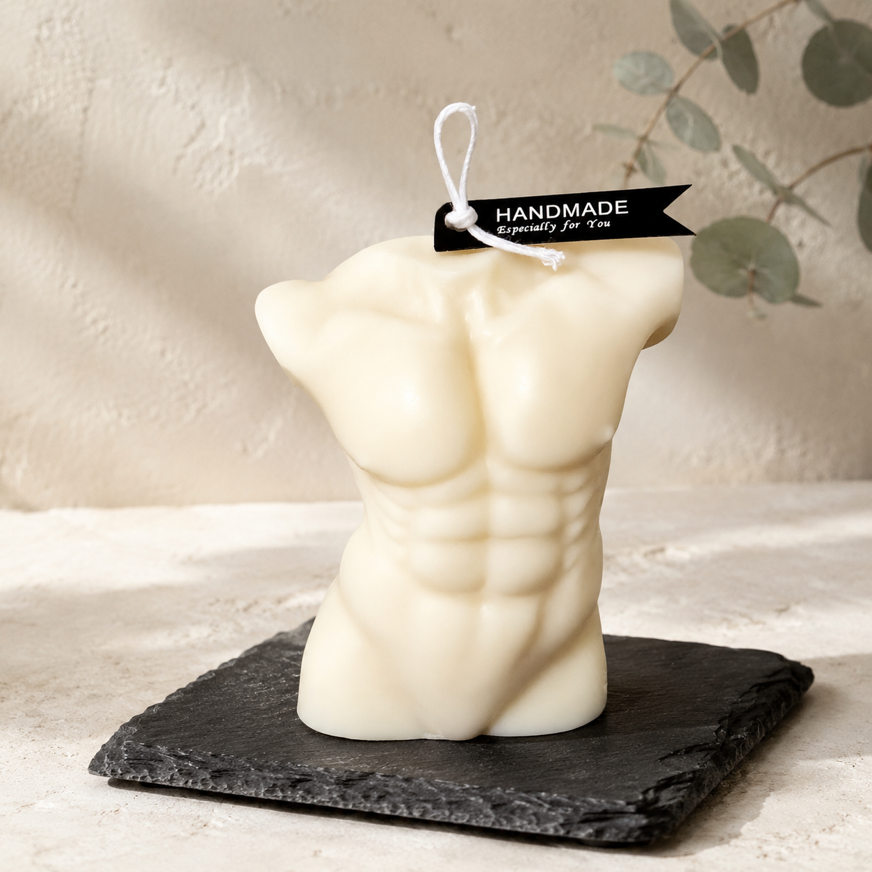 Sculpted Serenity — Quiet Strength on 4" Black Slate Base