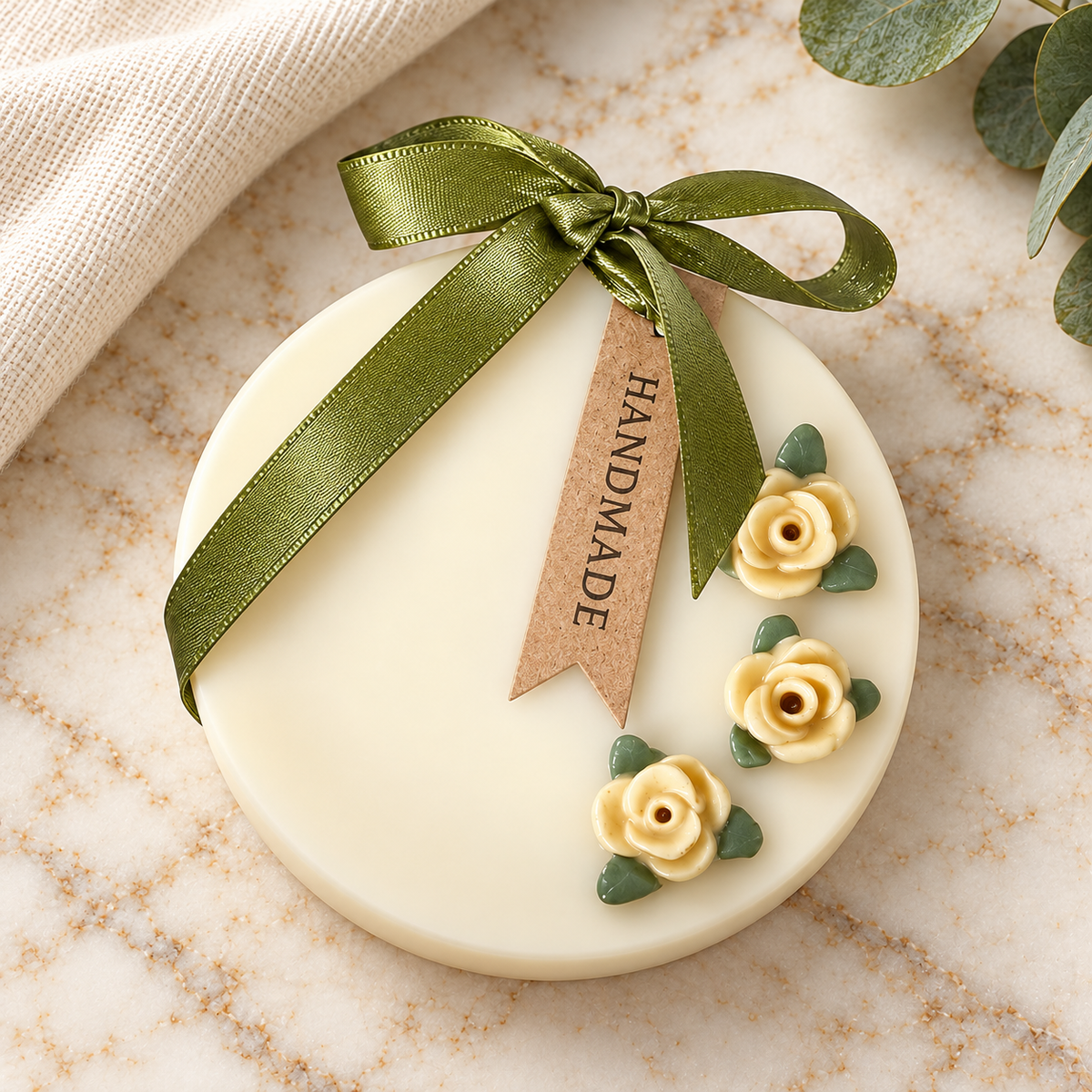 Rose Wax Sachet — Round — Cucumber & Waterlily