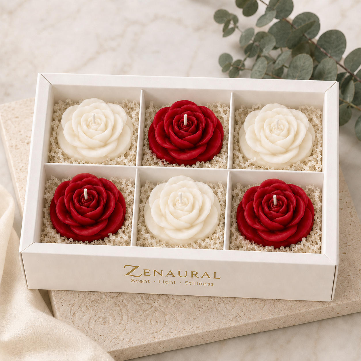 Rose Gift Set — Classic Six · Ivory & Crimson