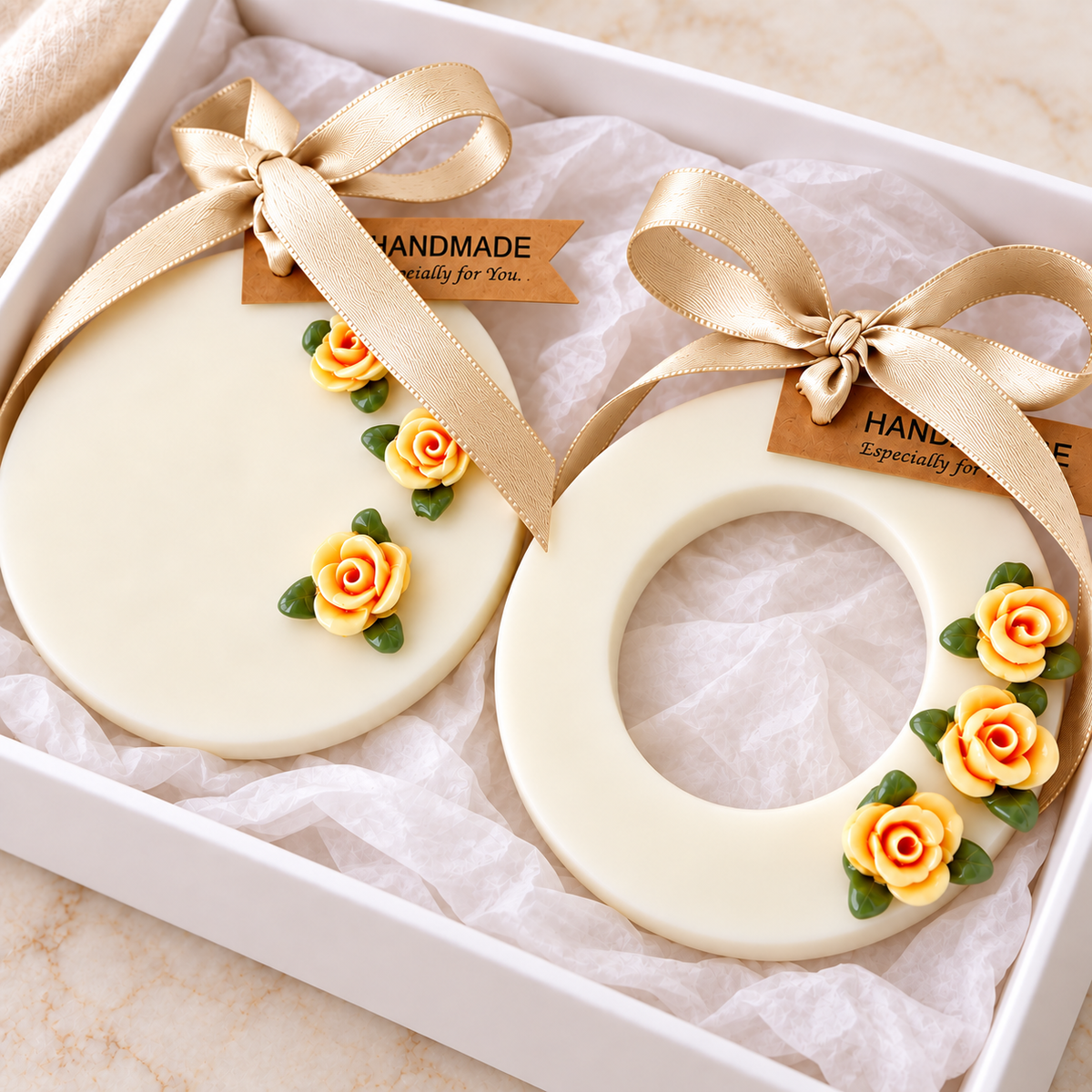 Rose Wax Sachets — Round & Ring Duo — Dewy Rose