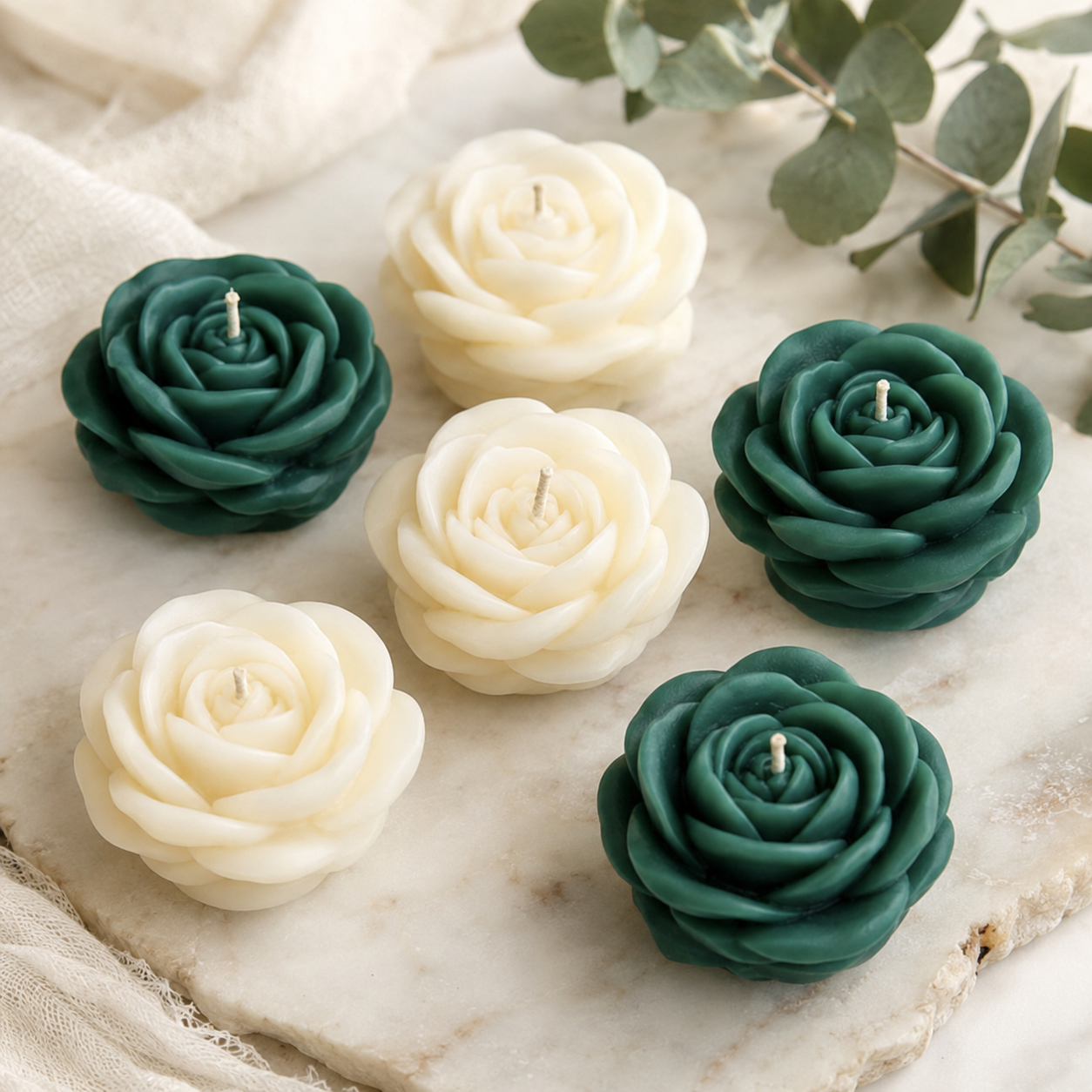Rose Gift Set — Classic Six · Ivory & Evergreen