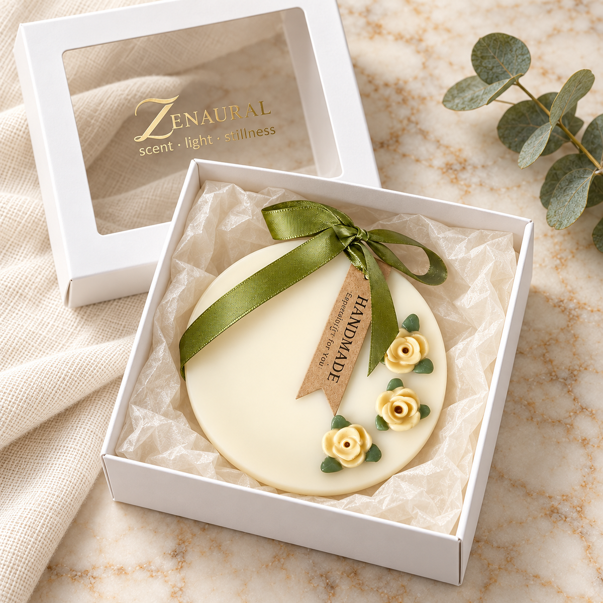 Rose Wax Sachet — Round — Cucumber & Waterlily