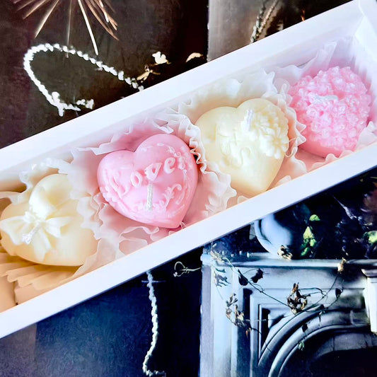 Wick & Melt 4-Heart Gift Box — Blush & Veil (Pink & White)