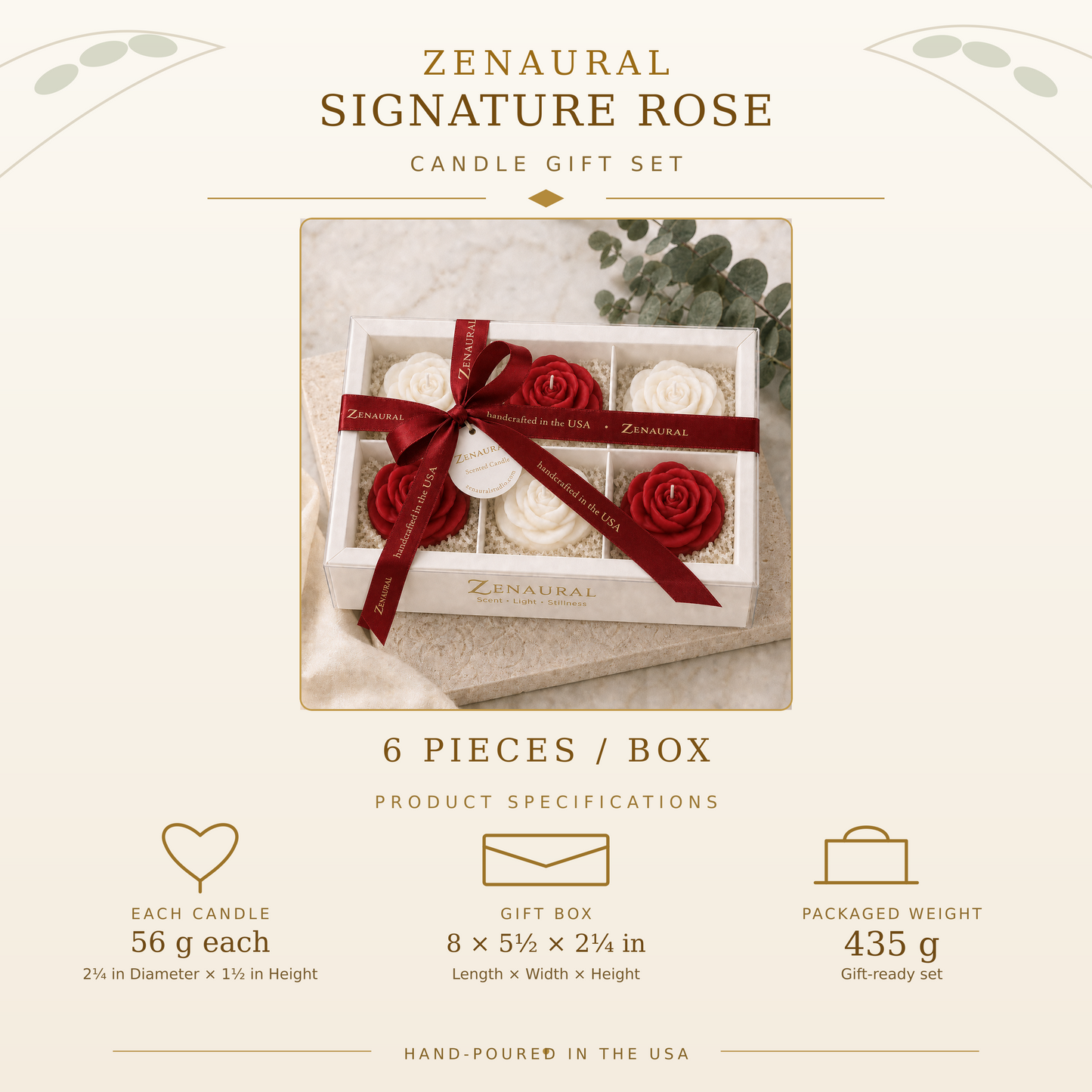 Rose Gift Set — Classic Six · Ivory & Crimson