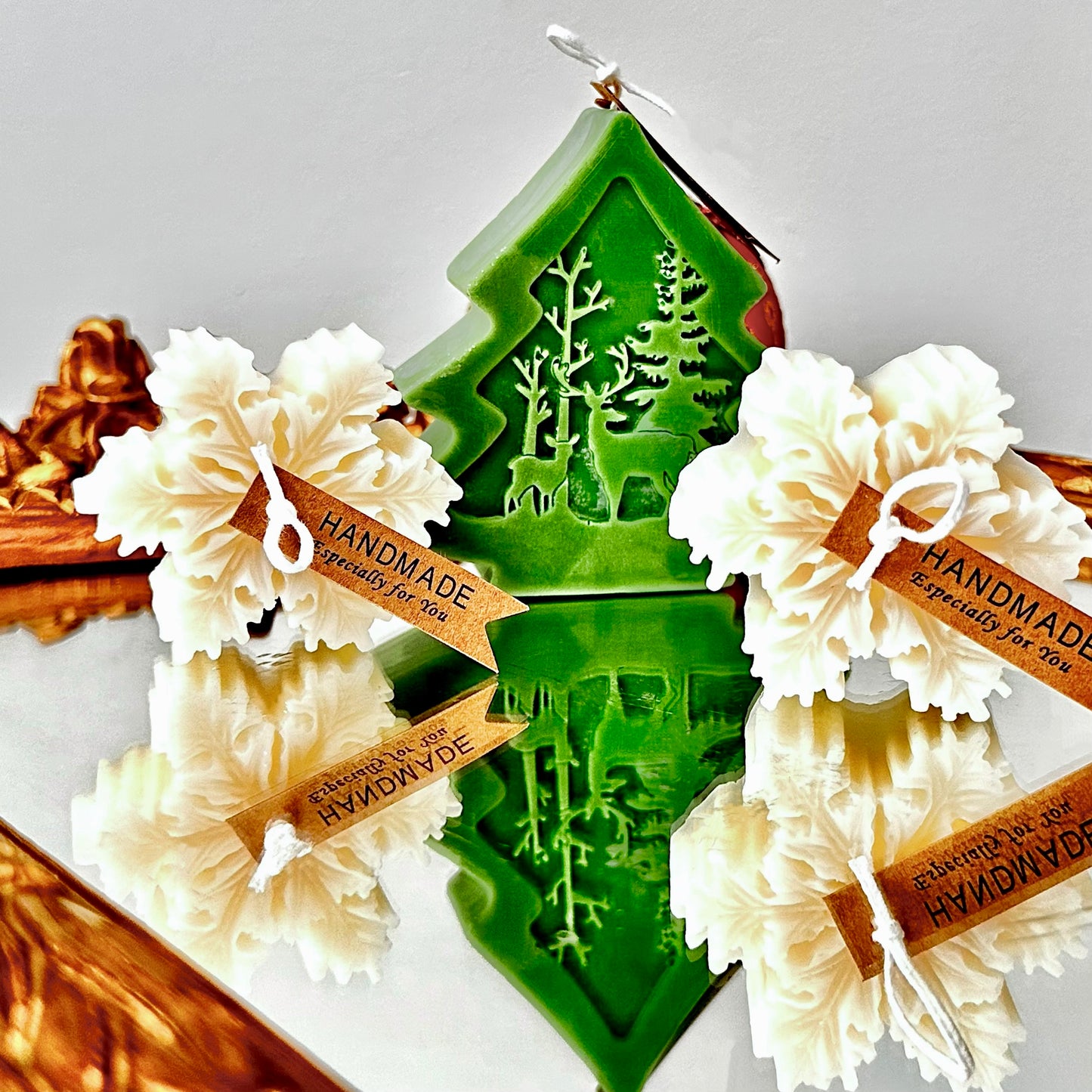 Holiday Candle — Tree & Snowflakes Set  — Evergreen