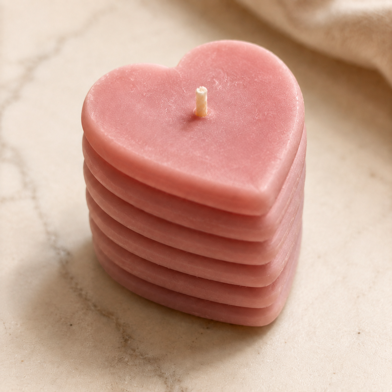 Roseline Spiral 6-Heart Candle Gift Set — Nude Blush & Veil
