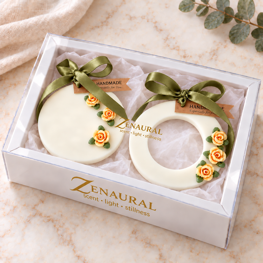 Rose Wax Sachets — Round & Ring Duo — Cucumber & Waterlily