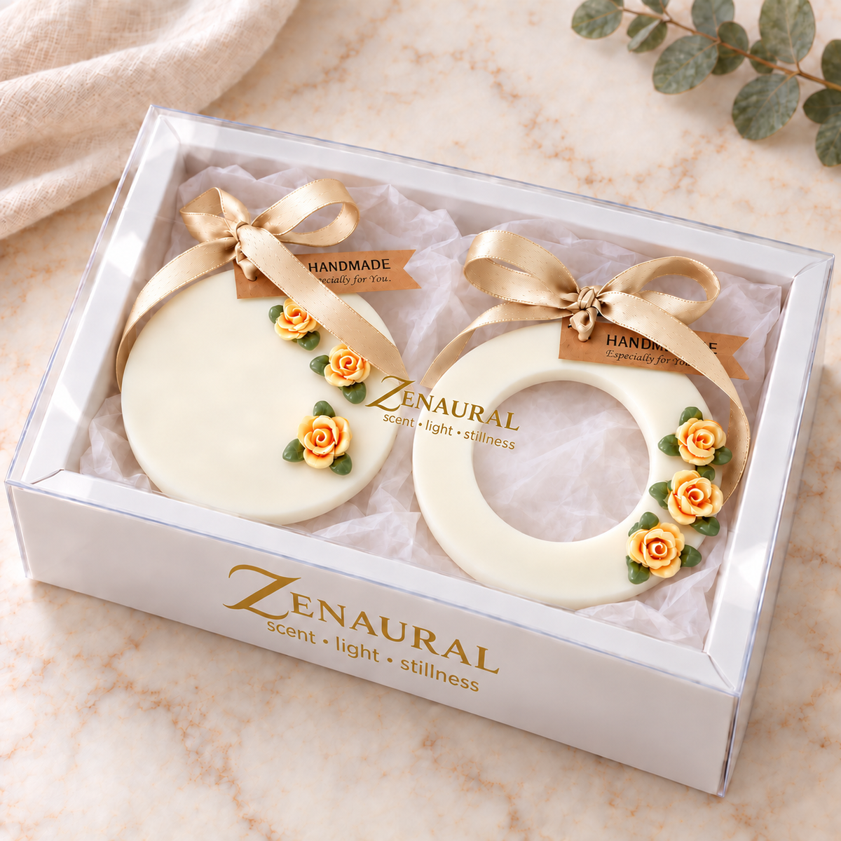 Rose Wax Sachets — Round & Ring Duo — Dewy Rose