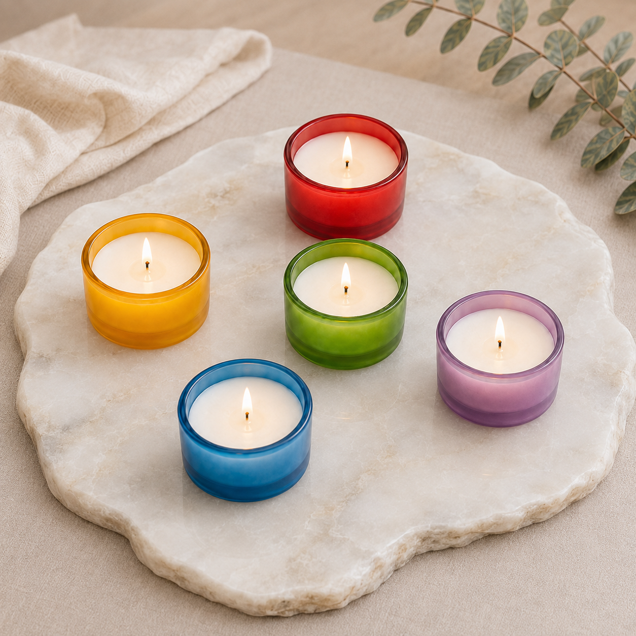 Color Glass Tealight Cups  — Five Moods of Light