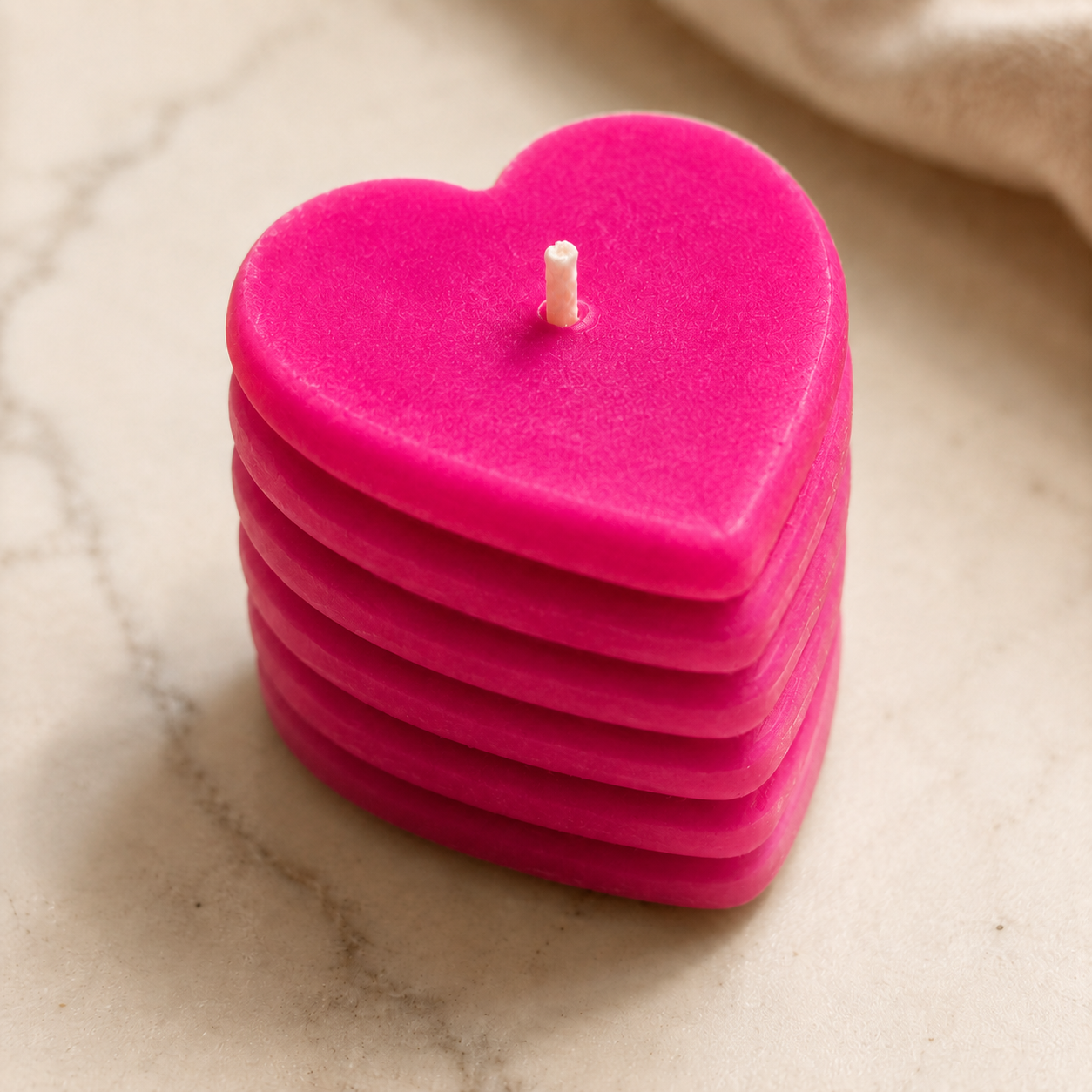 Roseline Spiral 6-Heart Candle Gift Set — Vivid Pink & Veil