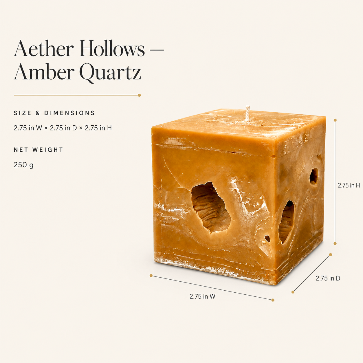 Aether Hollows — Amber Quartz Cube
