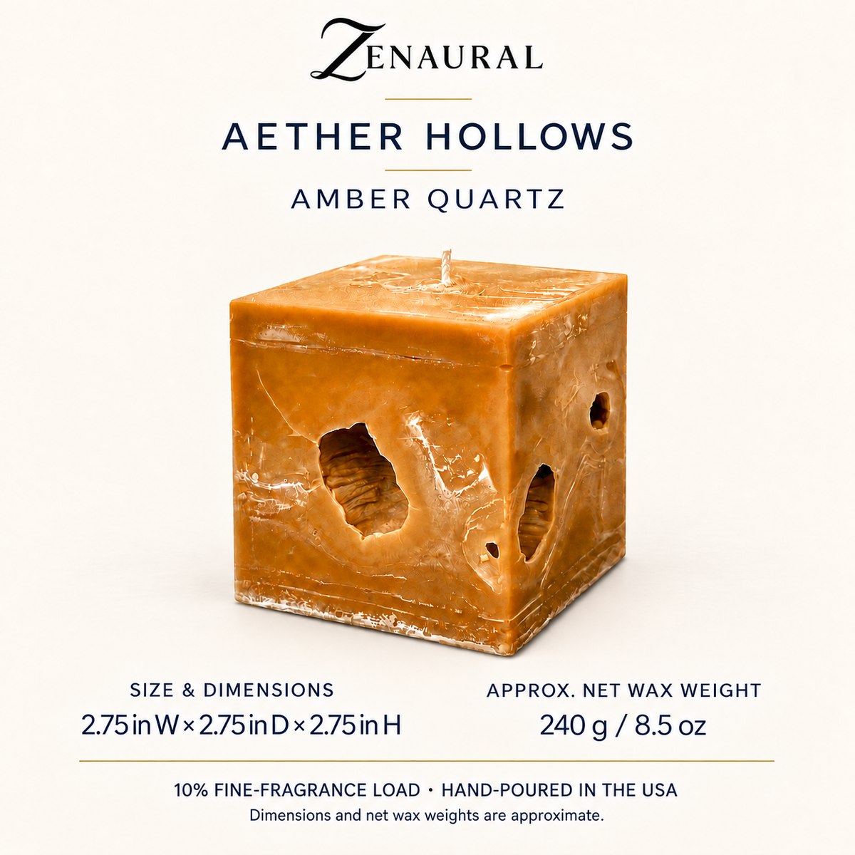 Aether Hollows — Amber Quartz Cube