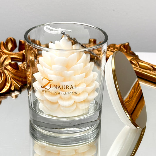 Sculpted Keepsake — White Pinecone Candle
