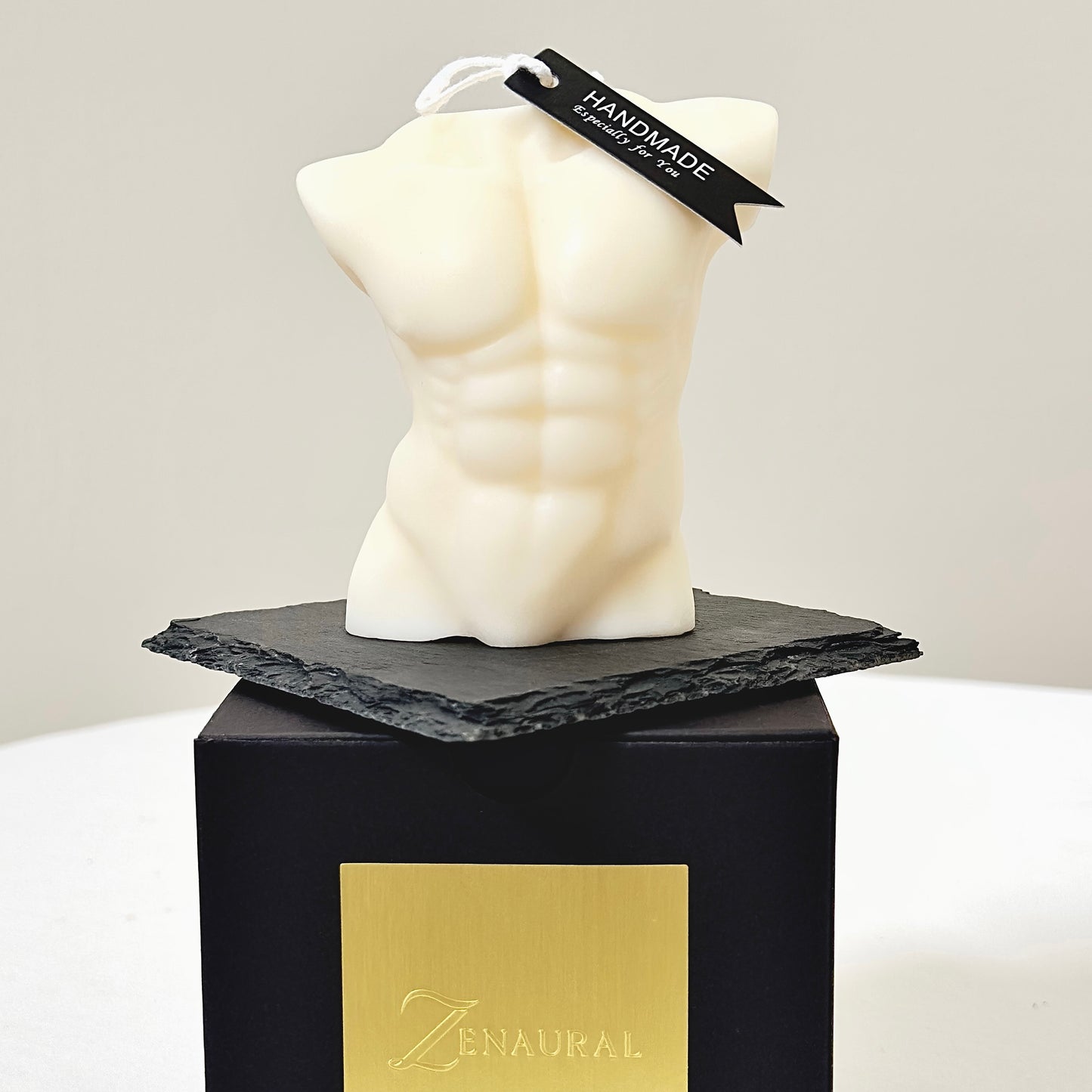 Sculpted Serenity — Quiet Strength on 4" Black Slate Base