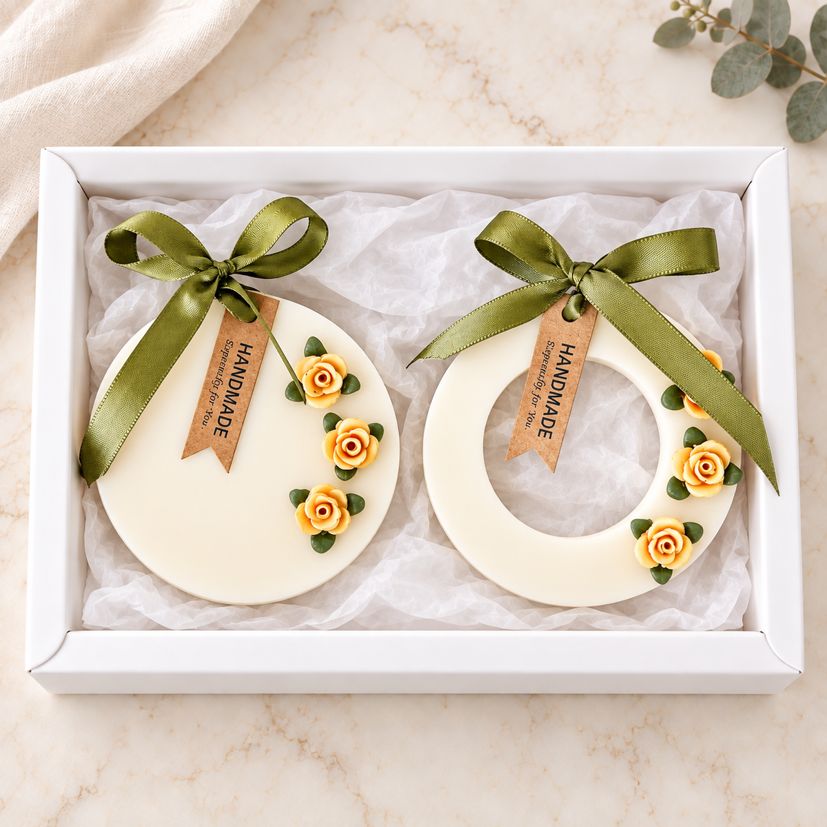 Rose Wax Sachets — Round & Ring Duo — Cucumber & Waterlily
