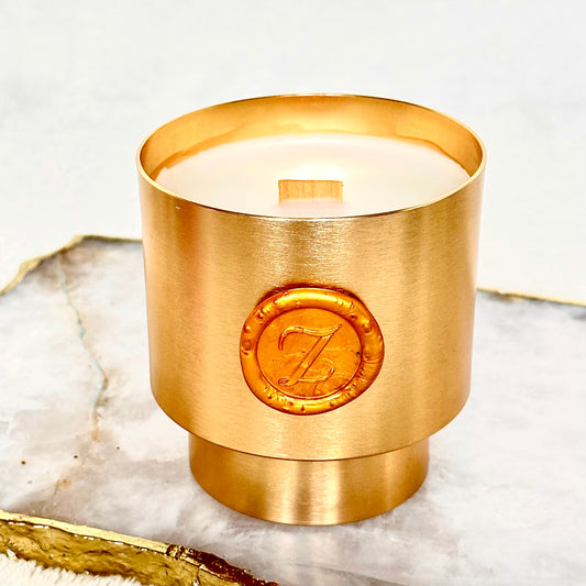 Brushed Gold reusable metal cup candle
