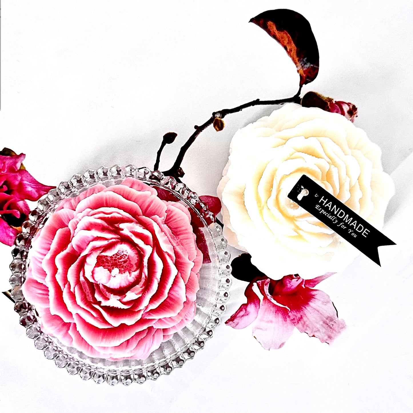 Flower Wax Art - Duo - White Veil & Blush Bloom