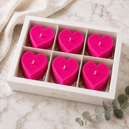 Roseline Spiral 6-Heart Candle Gift Set — Vivid Pink