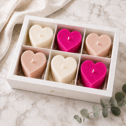 Roseline Spiral 6-Heart Candle Gift Set — Veil · Blush · Vivid