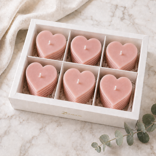 Roseline Spiral 6-Heart Candle Gift Set — Nude Blush