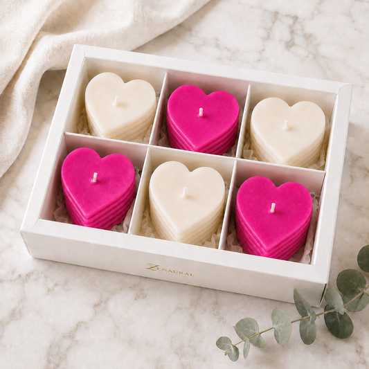Roseline Spiral 6-Heart Candle Gift Set — Vivid Pink & Veil