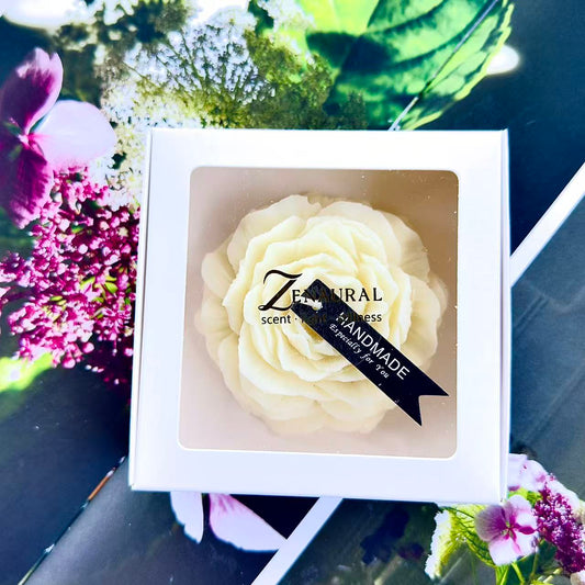 Flower Wax Art - Single - White Veil + Clear Glass Tray