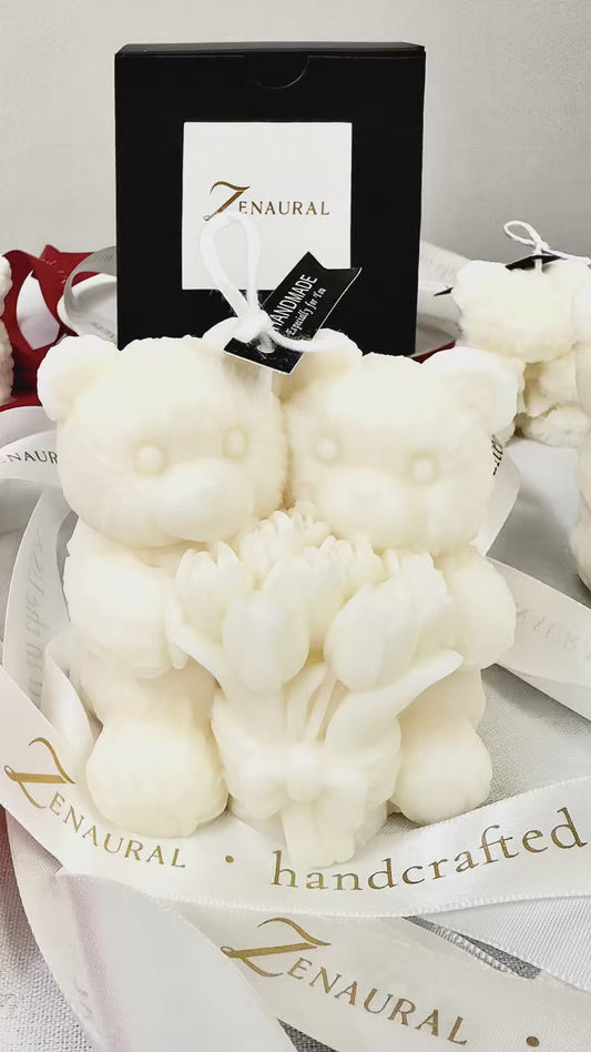 Sculpted Serenity – Floral Duo Bear (Ivory Edition)